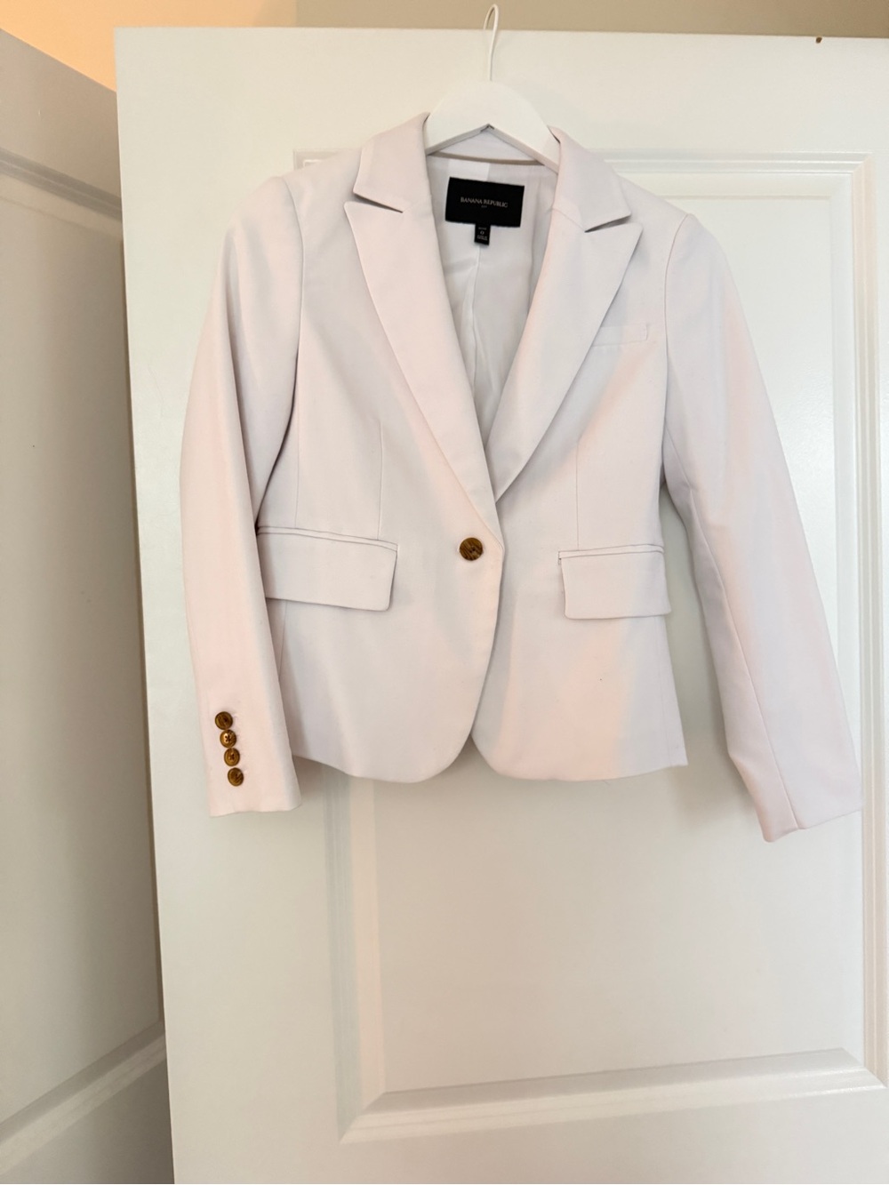 Banana Republic White Single-Button Blazer